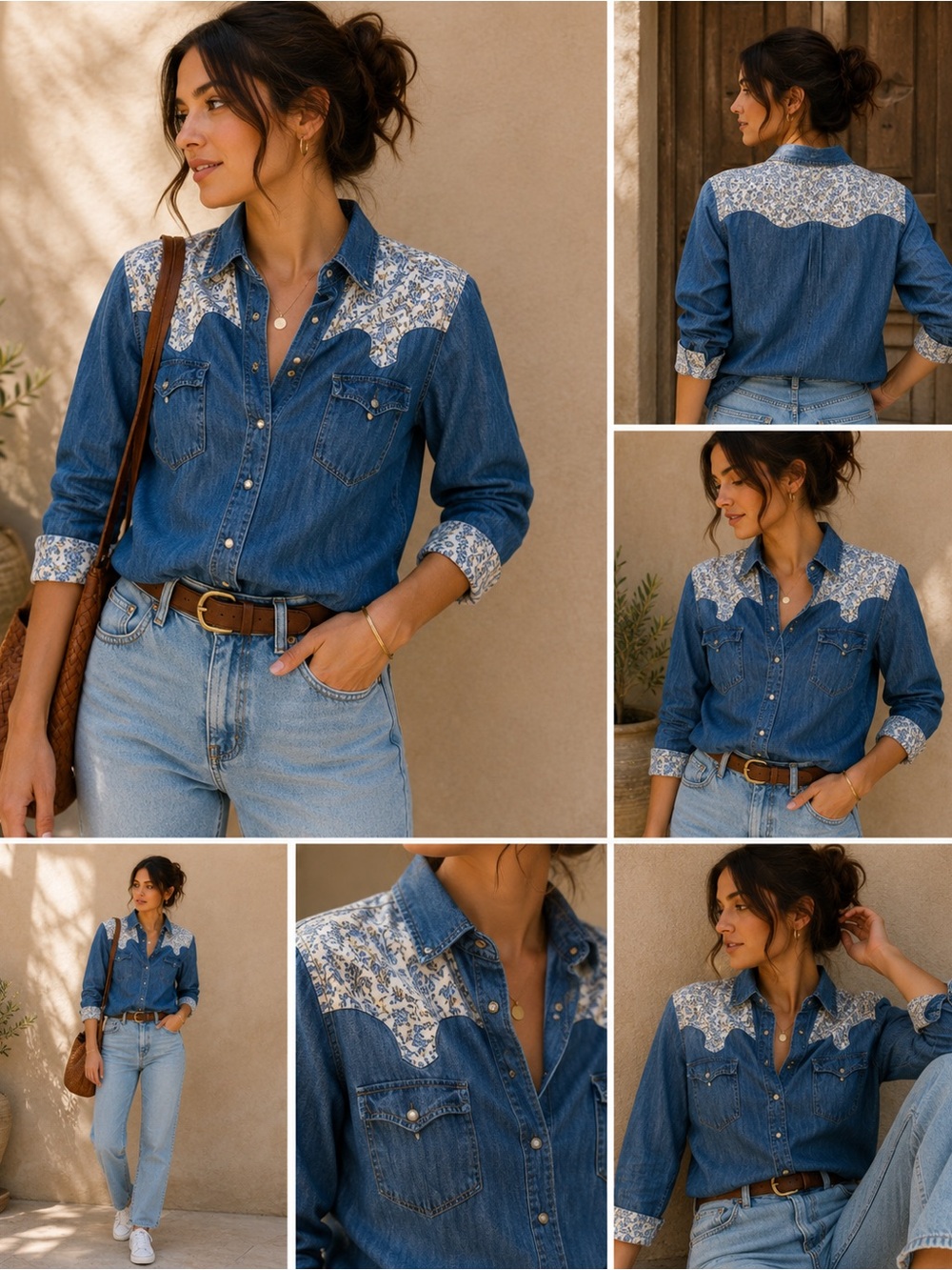 Vintage Express Rider Western Denim Shirt Toile Yoke 90s Unisex Cowboy Cowgirl